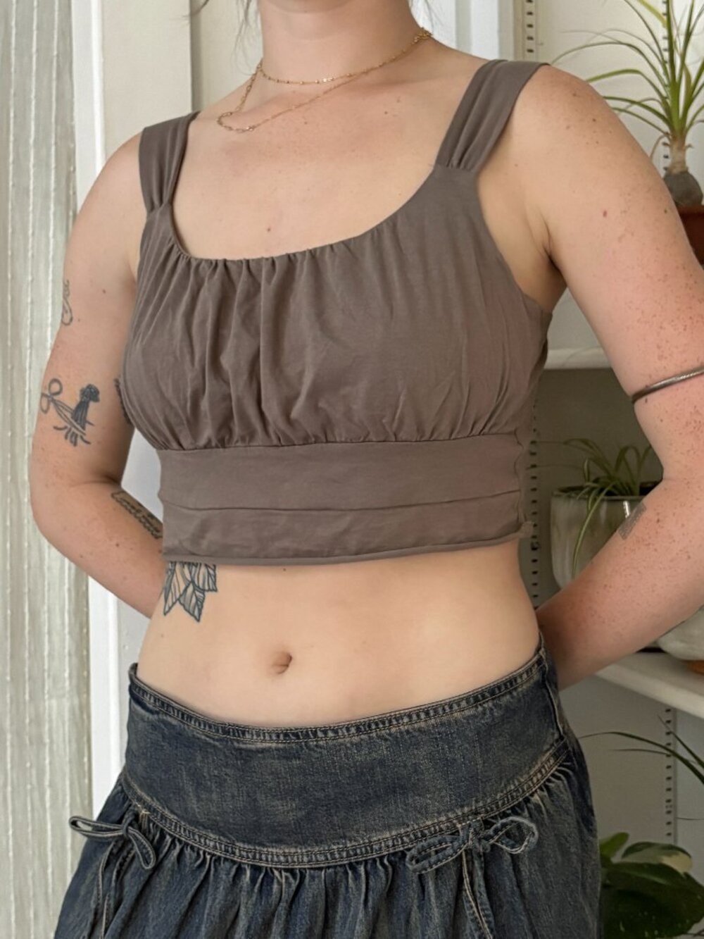 Y2k Ruched Brown Crop-Top - M